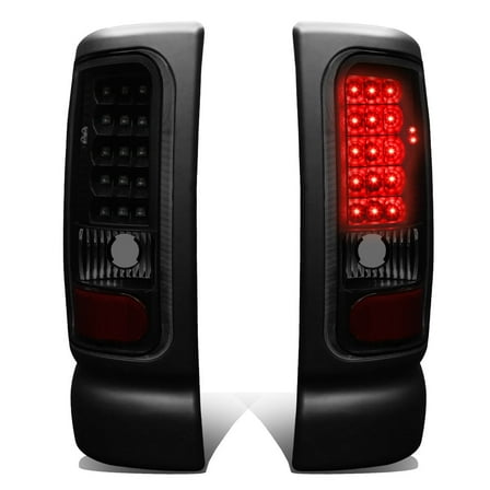 DNA Motoring For 94-02 Dodge Ram 1500 2500 3500 LED Tail Light Brake Lamps Pair Black Smoked
