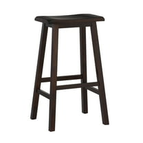 Linon Backless Wood Bar Stool, 29" Seat Height, Dark Brown Finish