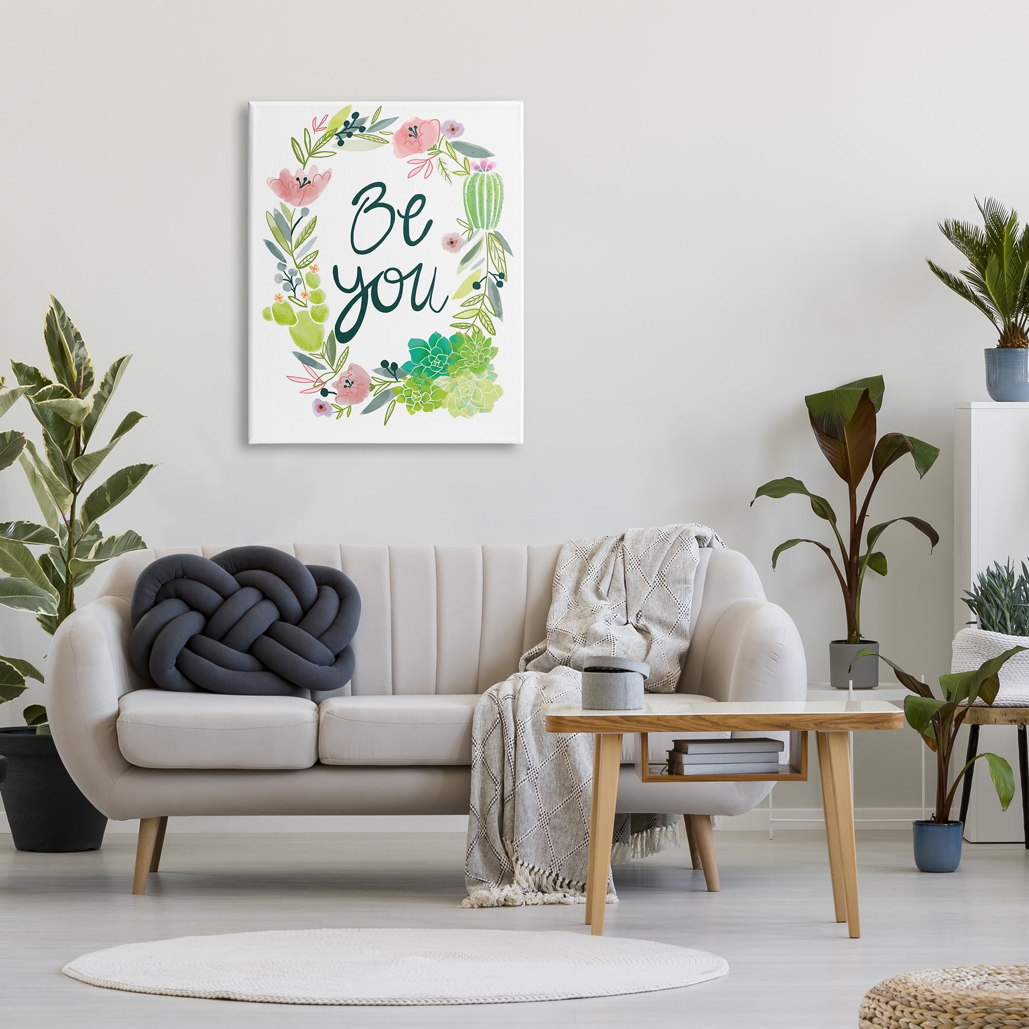 Stupell Indtries Be You Phrase Western Dessert Cact Flower Wreath,30 x 40,Design by ND Art