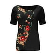 thumbnail image 3 of Outfmvch T Shirts for Women for Short Sleeve Summer Fashion Casual Printed Tee Shirt Block T Shirts Ladies S Womens Tops Black, 3 of 4