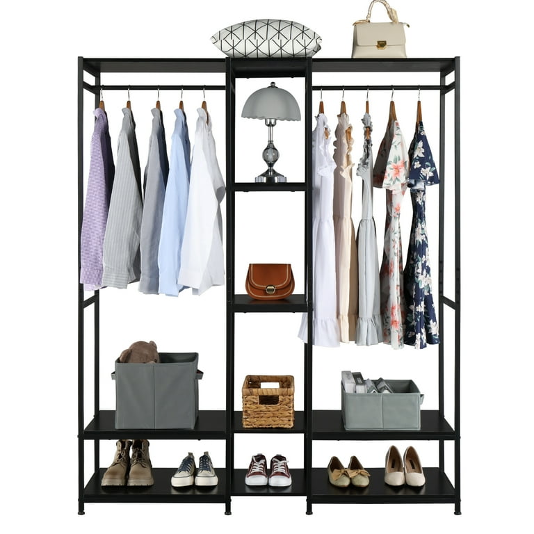 Closet Organizer,Stand Alone Wardrobe Organizer,Suspender Wardrobe Hanger  and Multiple Storage Racks,Large Corner Closet System Organizers Walk-in  Closet for Bedroom