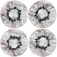 thumbnail image 2 of Shower Caps,White Rose Gold Marble Pattern Waterproof Shower Cap for Women 4 Pieces,Double Reusable Hair Cover for Shower PEVA Elastic Stretch Hem, 2 of 7