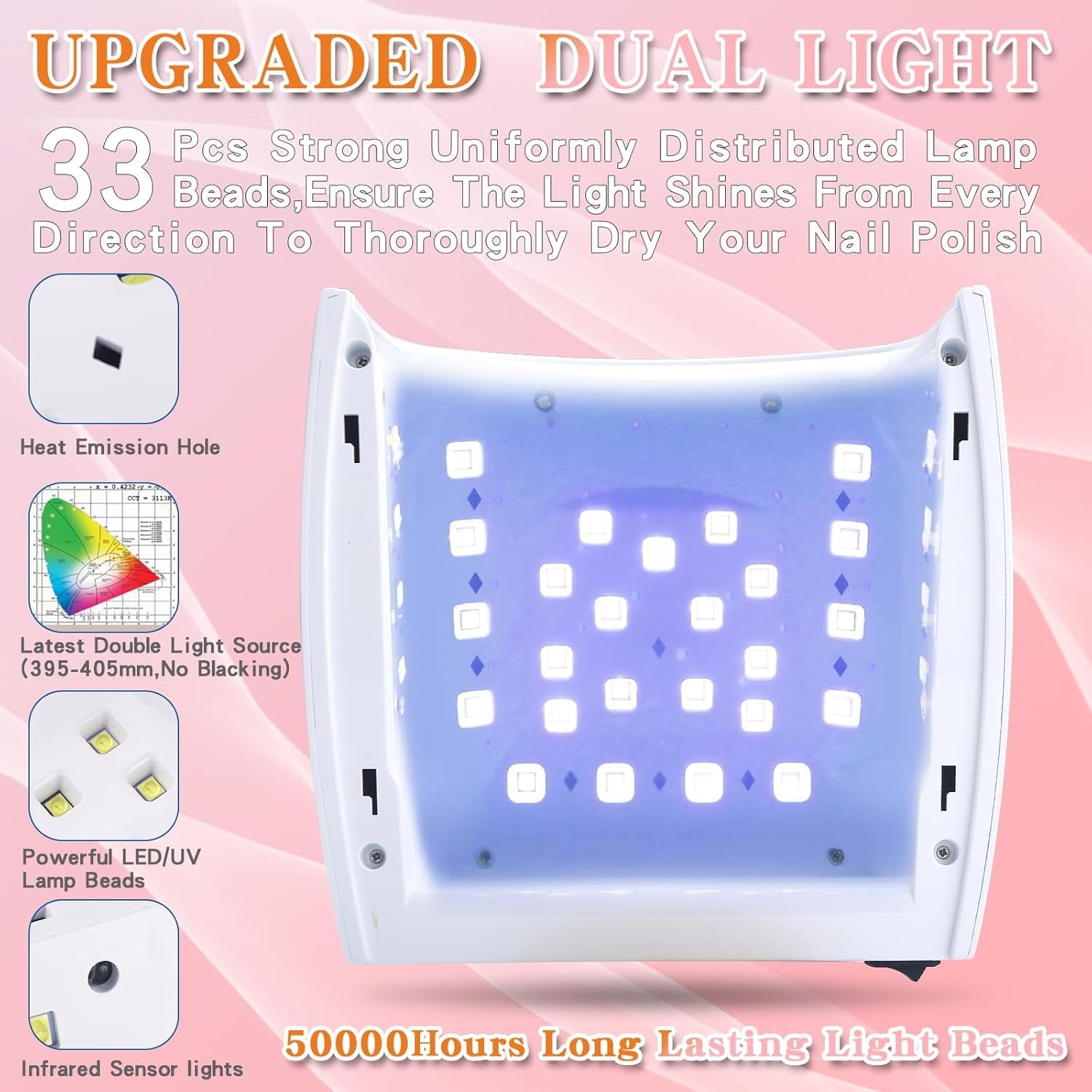 Rechargeable Faster Drying UV LED Nail Lamp, LED Nail Dryer Gel Polish Light Nail Polish Curing LED Nail Dryer Automatic Sensor Professional Nail Light Suitable for Fingernails and Toenails