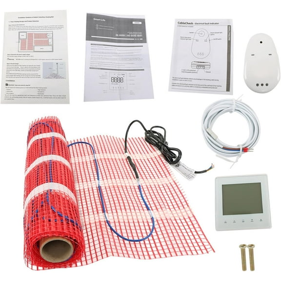 120v Electric Floor Heating System for Under Tile, Stone and Laminate，15 Sqft Mat Kit