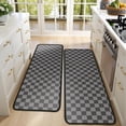 thumbnail image 4 of Kitchen Rugs Sets Of 2,Gray and Black Checkerboard Pattern Anti Fatigue Kitchen Mat Rugs Non Slip Washable,Decorative Kitchen Floor Mats for Kitchen,Sink,Laundry,17"x47"+17"x47", 4 of 5