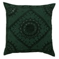 thumbnail image 2 of Stylo Culture Indian Couch Throw Pillow Covers 24 x 24 Big Hand Embroidered Dark Green Bohemian 60x60 cm Home Decor Cotton Mirrored Square Cushion Covers | Set Of 2, 2 of 4