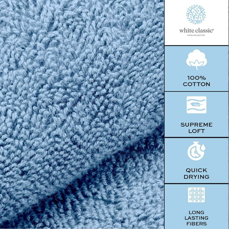 Cotton Craft - 6 Pack - Ultra Soft Extra Large Hand Towels 16x28 Light Blue  - 100% Pure Ringspun Cotton - Luxurious Rayon trim - Ideal for Daily Use 