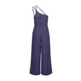 thumbnail image 4 of LEBONYARD Women's Overalls with Cut-Out Details,Women's Solid Color Zipper One Shoulder Sling Jumpsuit Long Pants Blue M, 4 of 6