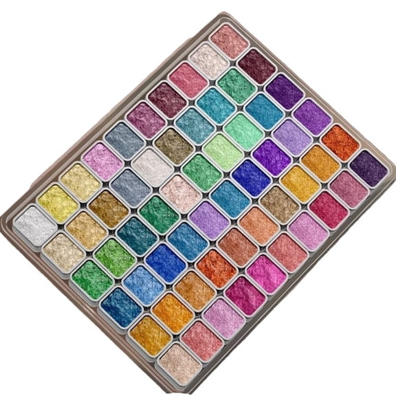 60 Colors Glittering Watercolor Paint Set Pearlescent Pigment Drawing Supplies for Artists Students Hobbyists