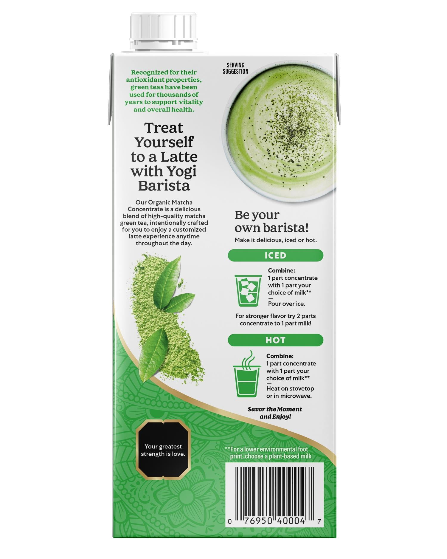 Yogi Barista Green Tea Organic Matcha Latte, Tea Concentrate, 32