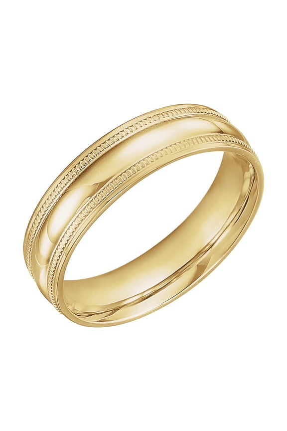 14K Yellow Gold 6mm Coin Edge Design Wedding Ring Band Size 10