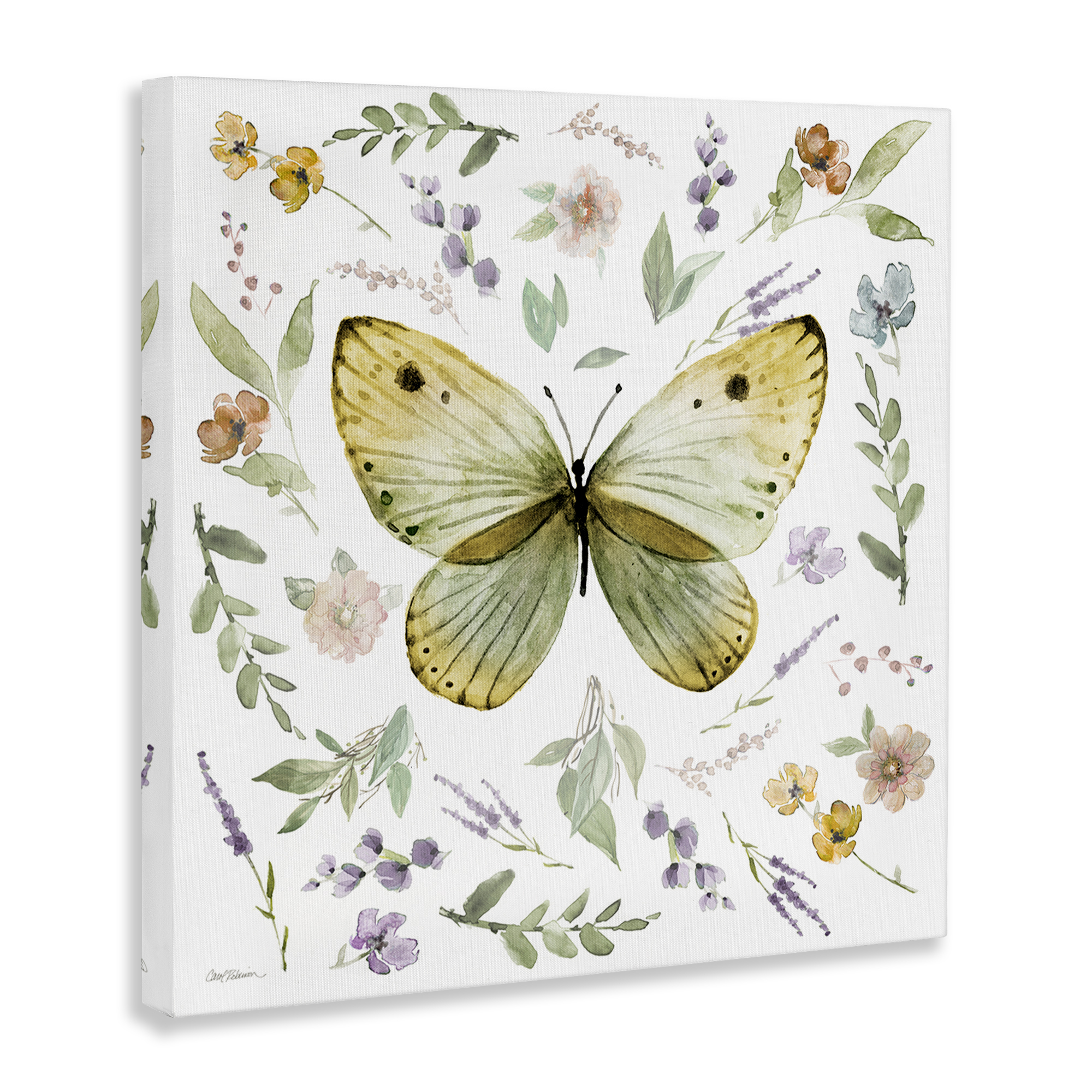 Stupell Industries Chic Cottage Butterfly Animals Painting Wrapped Canvas Art Print Wall Art, 30 x 30