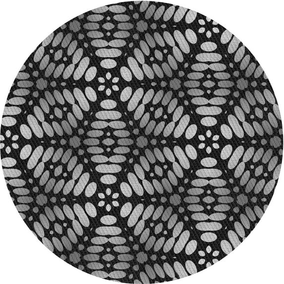 Ahgly Company Machine Washable Indoor Round Transitional Midnight Gray Area Rugs, 3' Round