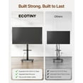 thumbnail image 5 of ECOTINY Steel Base Rolling TV Stand for 32–75" TVs up to 110 lbs, Mobile TV Cart with Tilt, Swivel & Leveling, Height Adjustable, Hidden Cable Management, Steel Shelf, Black, 5 of 10