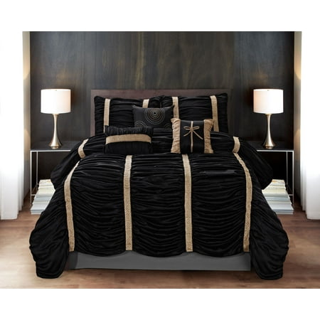 7 Piece Baraniece Black Gold Comforter Set Walmart Com
