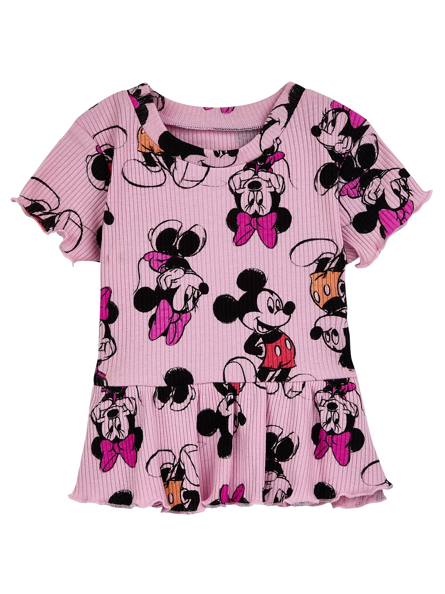 Character Baby Girls Rib Short Sleeve Top & Leggings Set, 2-Pice, Sizes 0/3 Months-24 Months