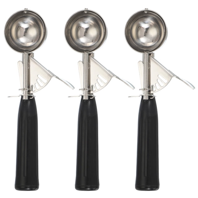 Uxcell 3 Pcs Cookie Scoops, Ice Cream Scoop with Trigger for Baking Cookie Dough Rice Pudding Kitchen Gadget, Black