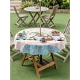 thumbnail image 3 of Outdoor Tablecloth with Umbrella Hole and Zipper, Happy Easter Round Table Cloth 54 Inch Waterproof Tablecloth, Cute Gnomes Eggs Blue Bunny Floral Pink Border Picnic Table Cover for Patio Camping, 3 of 7