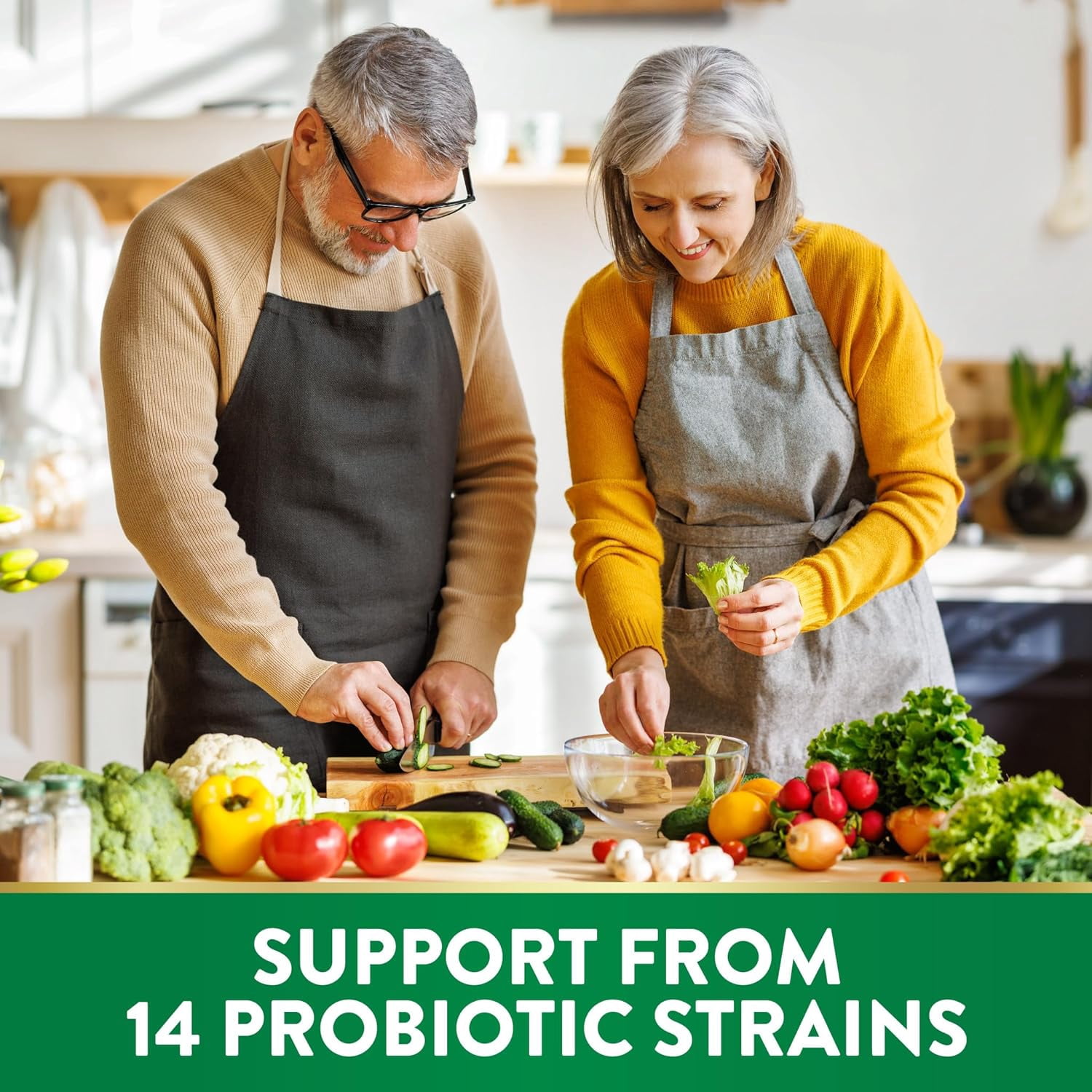 Probiotic | 50 billion CFU | 14 Probiotic Strains | 60 Capsules | 200mg Prebiotics | by Nature's Truth