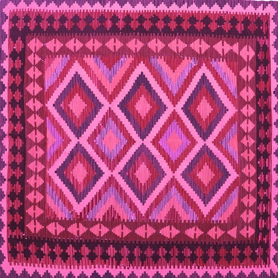 Ahgly Company Indoor Square Oriental Pink Traditional Area Rugs, 4' Square