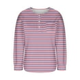 thumbnail image 4 of Womens Long Sleeve T-Shirts Long Sleeve Chest Pocket Button Henley Neck Striped Graphic Tunic Tops Loose Casual Tees (M, Pink), 4 of 7