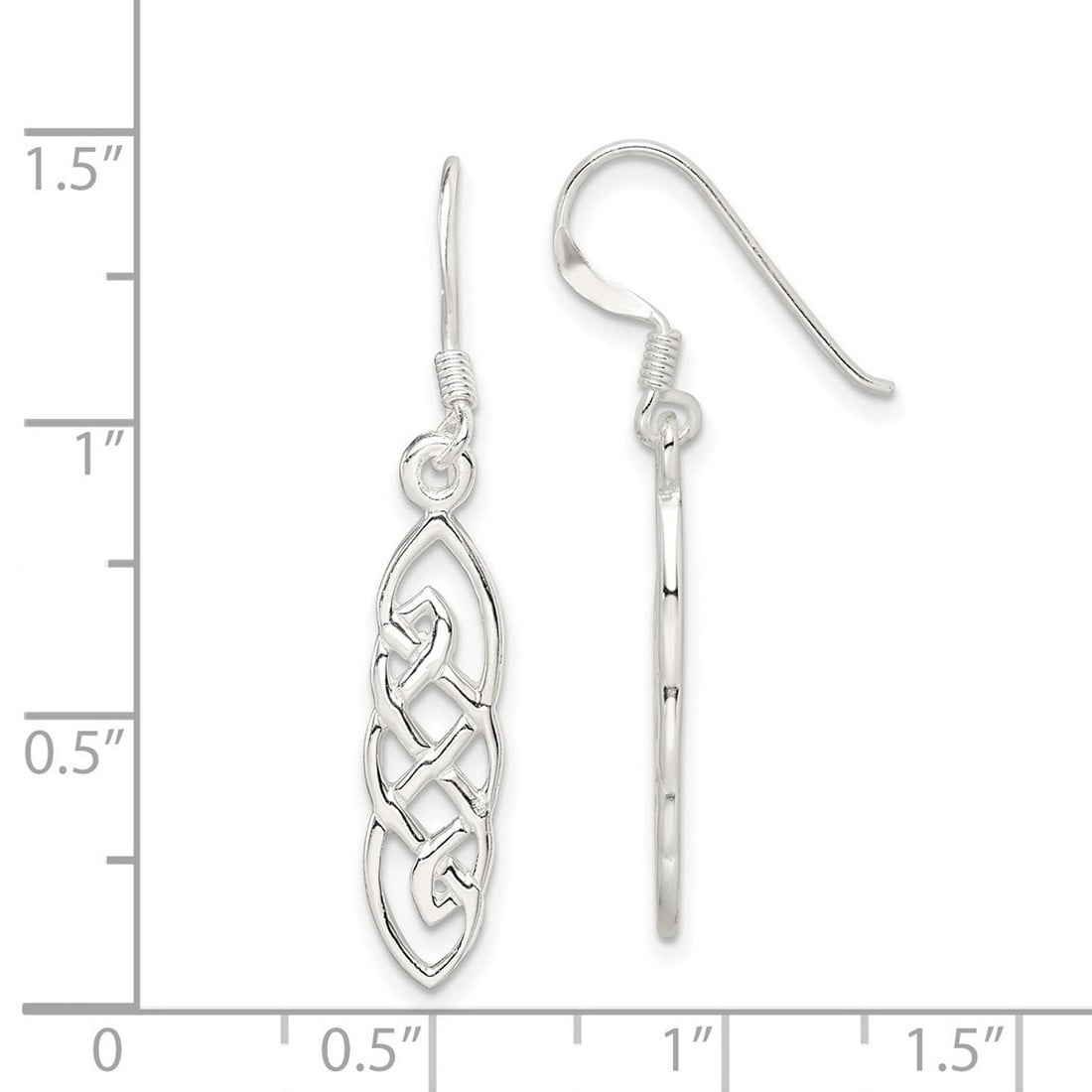 925 Sterling Silver Solid Polished Shepherd hook Long Drop Dangle Earrings 36x7mm Wide Dangle Earring for Women