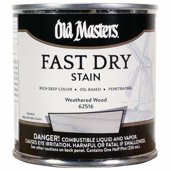 2-Pack of 1/2Pt Old Masters 62516 Weathered Wood Fast Dry Stain Oil-Based Wood Stain