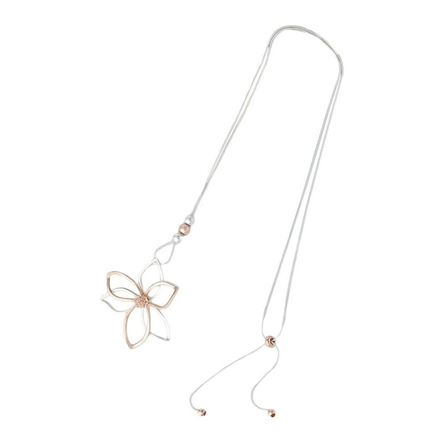 Collar largo tipo suéter con cadena y adorno en forma de flor, accesorio delicado para mujer Aureato de rosa de plata