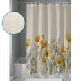 thumbnail image 4 of Minimalism Yellow Floral Shower Curtain, 66" x 72", Watercolor Plants Linen Background Waterproof Bathroom Curtain Washable Shower Curtain Set with 12 Hooks, 4 of 6