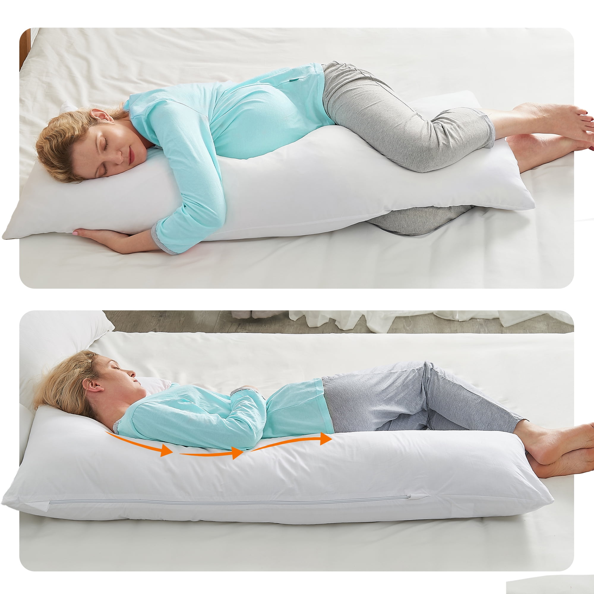 Cheer Collection L Shaped Body Pillow with Removable Zippered Cover for Full Body Support
