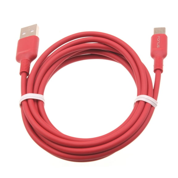 Red 6ft USB-C Cable for OnePlus Nord N100/N10 5G Phones - Charger Cord Power Wire Type-C Fast Charge Sync High Speed R7N Compatible With OnePlus Nord N100/N10 5G