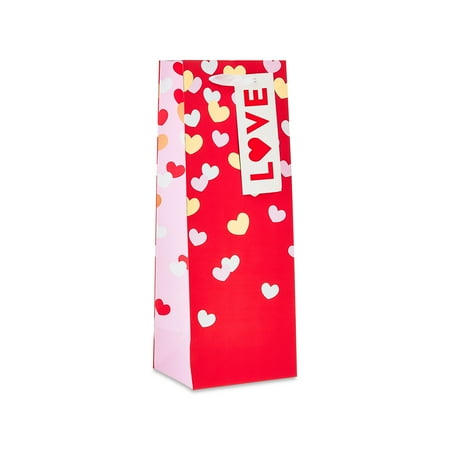 Love Hearts Wine Gift Bag, 7" x 4" x 13.5", Valentine's Day by Way To Celebrate