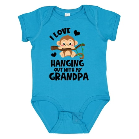 

Inktastic Monkey I Love Hanging out with My Grandpa Boys or Girls Baby Bodysuit