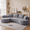 Gray, variant on 122" Oversized Curved Modular Sectional Sofa for Living Room,Beige Chenille Boneless Couch with Left Chaise,5 Throw Pillows,Extra Deep Seat
