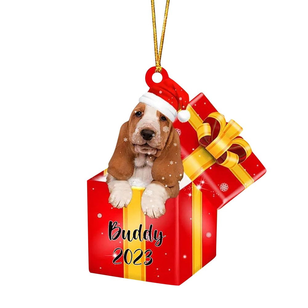 Décorations De Noël En Acrylique Pour Chiens Ornements Plats En Acrylique Pour Arbre De Noël / Voiture / Sacs à Dos