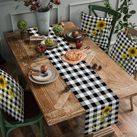 

Wendoximz Home and Garden Clearance! Household Antependium Bee Festival Long Cotton Dirt Decorative Tablecloth Plaid Sunflower Table Flag