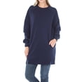 thumbnail image 4 of A2Y Women's Oversized Crew Neck Loose Fit Longline Front Slits Pockets Sweatshirts Navy XL, 4 of 5