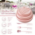 thumbnail image 3 of PARTY DISPOSABLE DINNERWARE SET | 156 pc | 20 Dinner Plates | 20 Salad Plates | 20 Dessert Plates | 48 Forks | 24 Spoons | 24 Knives (Opulence - Blush), 3 of 5
