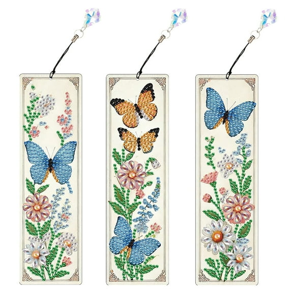 3pcs Diamond Painting Bookmark Kit 5D DIY Butterfly Special Design Shimmering Handmade Artwork For Book Lovers Perfect for Birthdays, Christmas, and Holidays