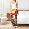 thumbnail image 4 of Cauagu Western Desert Cactus Ram Skull Pajama Pants for Women Loose Fit Wide Leg Trouser Pants Casual Elastic Waist Drawstring Lounge Pants, 4 of 6