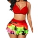 thumbnail image 1 of Txlixc Traje de baño de 2 piezas para mujeres, vestido de bikini de color sólido + falda de hoja de loto Txlixc  moda, 1 of 5