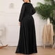 thumbnail image 5 of Vestido de fiesta de lentejuelas con perspectiva de empalme sólido de manga larga con cuello en V de talla grande Sexy para mujer a la moda Fridja  NMB3367, 5 of 9