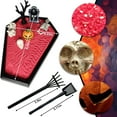 thumbnail image 3 of Clearance Desktop Ornament under $5,Coffin Zen Garden Decor For OfficeDesk Meditation&Relaxation Mini Halloween Tabletop Sand Garden Black Wooden Tray Kit Includes Pumpkin Skeleton Dog RIP Etc, 3 of 9