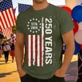 thumbnail image 2 of Men's Patriotic Graphic T Shirts 4th of July 250th Anniversary Anniversary T Shirt Short Sleeve Tee For Casual Wear Comfortable Shirt Army Green 4XL, 2 of 4