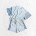 thumbnail image 2 of KPOPLK Toddler Baby Girl Summer Clothes Outfit Cute Heart Print T Shirt Top Short Set Infant Girl Clothes 4-15 Years Size 2-3 Years,Sky Blue, 2 of 4