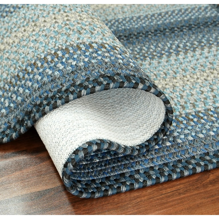 Homespice Blue Oasis Blue and Black 3x5' Non Skid Rugs with Rug