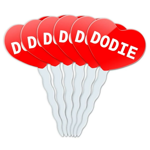Dodie Heart Love Cupcake Picks Toppers - Set of 6