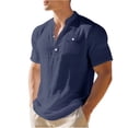 thumbnail image 2 of Ceisia Men's Slim Fit Short Sleeve Henley Shirt with Chest Pocket Casual Summer Top Navy M Gifts, 2 of 9