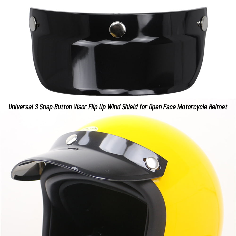 Mirrored Pilot-Style Universal 3 Snap-Button Visor for Open Face Motorcycle Helmet Wind Shield Flip Up Down by MotorFansClub 