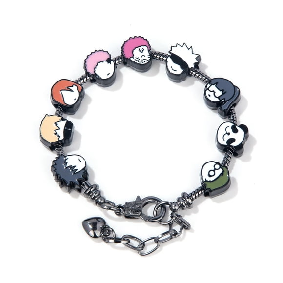 SONGCHANGJEWELRY Pulsera DIY con Dijes JJK – 9 Mini Caras de Anime en Estilo Chibi – Gojo, Yuji, Sukuna, Panda y Más – Cadena de Aleación Removible para Fans y Coleccionistas